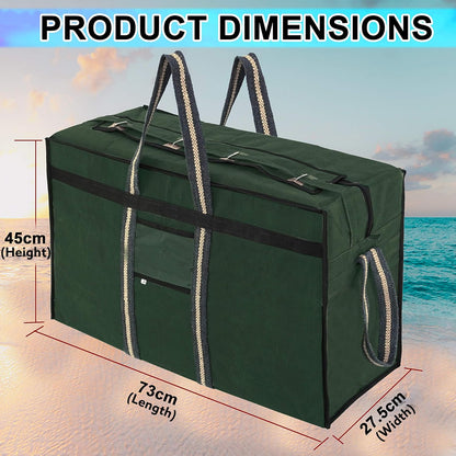 Storite Canvas 73 Cm Large Strong Travel Carry_On_Luggage With Six Wheels & Front Transparent Pocket (73 X 27.5 X 45 Cm, Green)