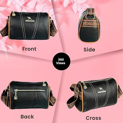 Storite Small Leathe Crossbody Tote Handbag for Women – Stylish, Spacious & Versatile with Adjustable Strap and Zip Closure, Perfect for Work & Travel - Black