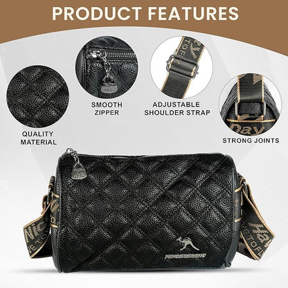 Storite Small PU Leather Women Tote Bag, Stone Pattern fashionable & Party Sling Bag, Shoulder Crossbody Bag with Adjustable Strap-Black