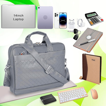 Storite Mystic Formal Business Briefcase Bag Crossbody Messenger College Bags For Men Women Tablet Laptop Upto 14 Inch | Handbags with Shoulder Straps -Grey