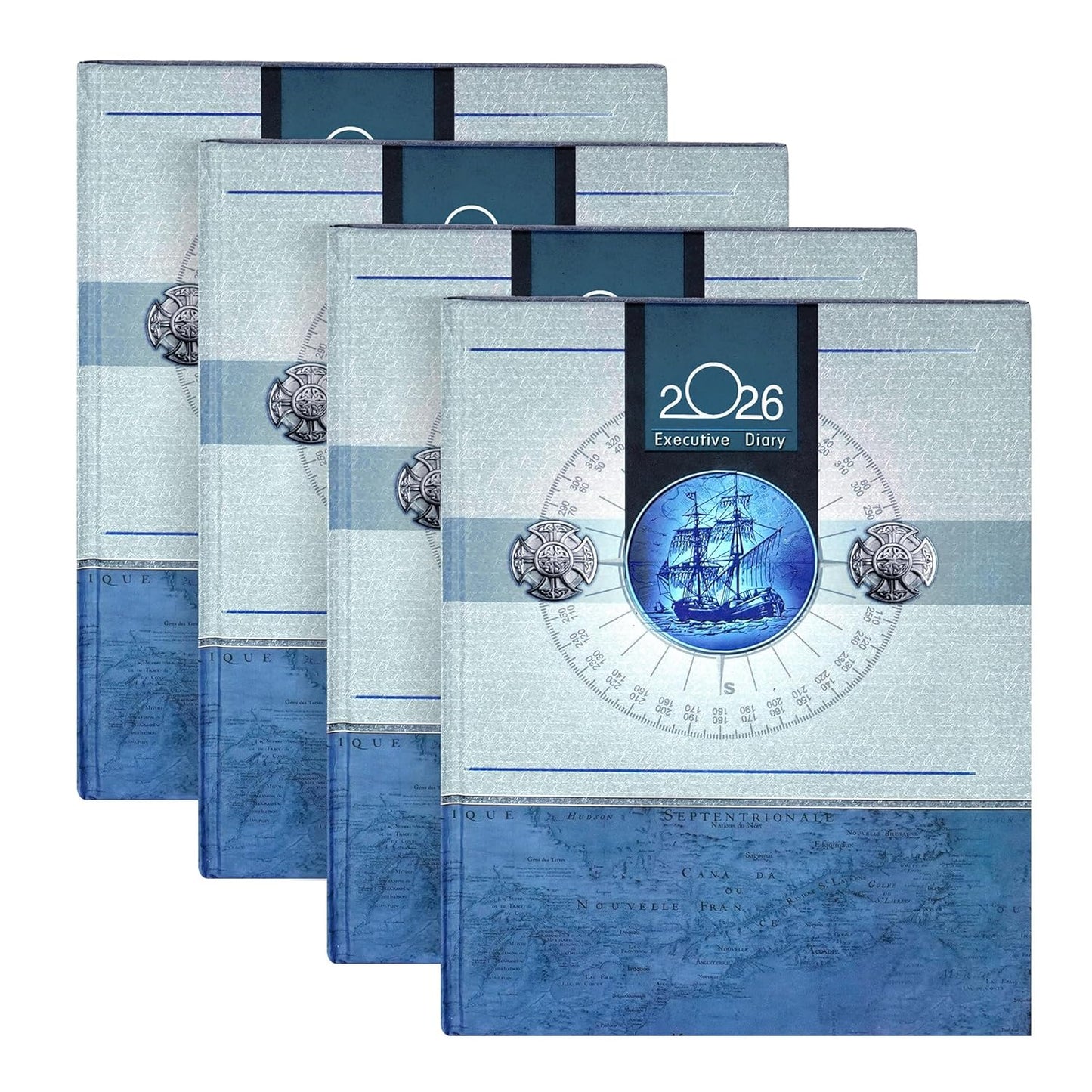 Storite Executive Planner Organizer Hard Bound Notebook Diary 2026 with Sunday Half Page (4 Pack- Big, Grey Blue)