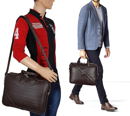 Storite PU Leather Expanded 14 Inch Laptop Shoulder Messenger Sling Office Business Travel Bag for Men & Women