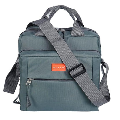 Storite Stylish Padded Nylon Small Sling Cross Body Travel Office Messenger One Side Shoulder Handbag Bag for Men & Women (22.5cm x 9.5cm x 22.5 cm, Dark Grey)