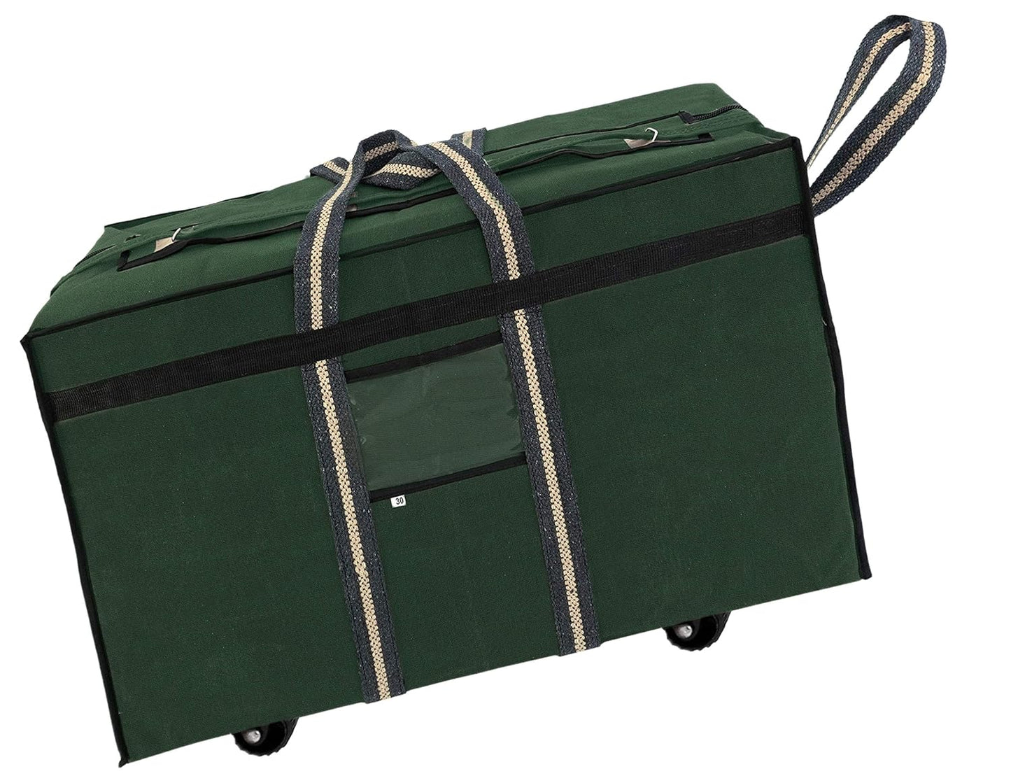 Storite Canvas 73 Cm Large Strong Travel Carry_On_Luggage With Six Wheels & Front Transparent Pocket (73 X 27.5 X 45 Cm, Green)