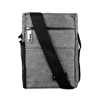 Storite Stylish Padded Small Nylon Sling Cross Body Travel Office Business Messenger One Side Shoulder Bag for Men Women - Grey (25 x 16 x 8 Cm)