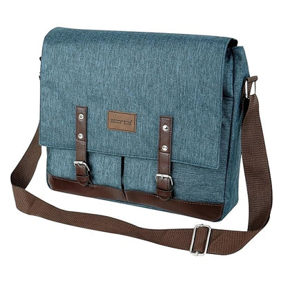Storite Laptop Messenger Bag for Men & Women – Water-Resistant Office Shoulder Bag with Multiple Pockets, Adjustable Strap & Leatherette Detailing - Dark Teal
