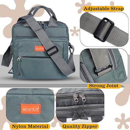 Storite Stylish Padded Nylon Small Sling Cross Body Travel Office Messenger One Side Shoulder Handbag Bag for Men & Women (22.5cm x 9.5cm x 22.5 cm, Dark Grey)