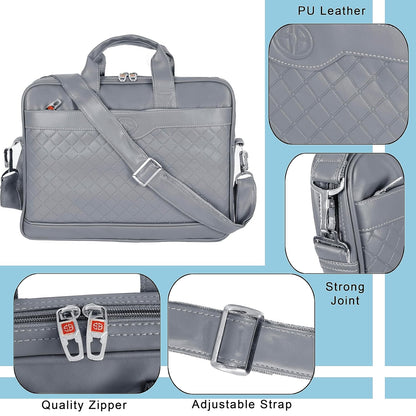 Storite Mystic Formal Business Briefcase Bag Crossbody Messenger College Bags For Men Women Tablet Laptop Upto 14 Inch | Handbags with Shoulder Straps -Grey