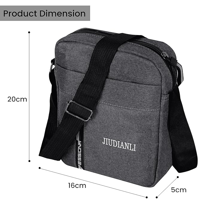 Storite Crossbody Shoulder Bag for Men & Women - Lightweight Travel Messenger Sling Bag with Adjustable Strap & Multiple Pocket For Office Daily Use & Outdoor (Grey - 20 x 5 x 16 Cm)