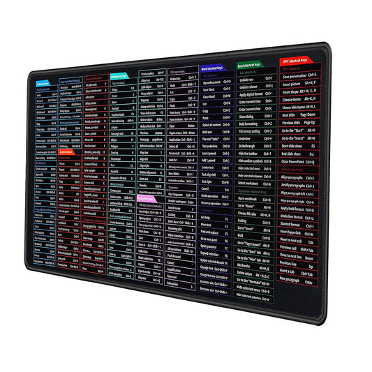 Storite 2mm Thick Extra Large Extended Gaming Mouse Pad, Non-Slip Rubber Base Surface Keyboard Desk Mat Mousepads for Laptop/Office (60 x 30cm Computers Software Shortcut Key Design) Black