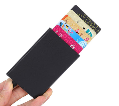 Storite Black Metal RFID Blocking Aluminum Pop-Up Smart Card Holder Wallet for Men & Women