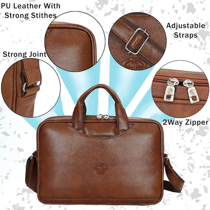 Storite Laptop Bag for Men & Women Light Brown
