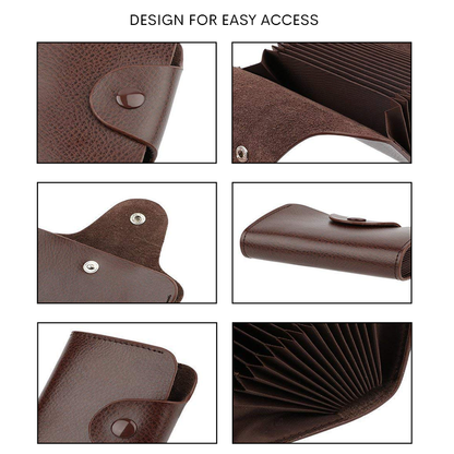 Storite - 15 Slot Leather Card Holder - Brown