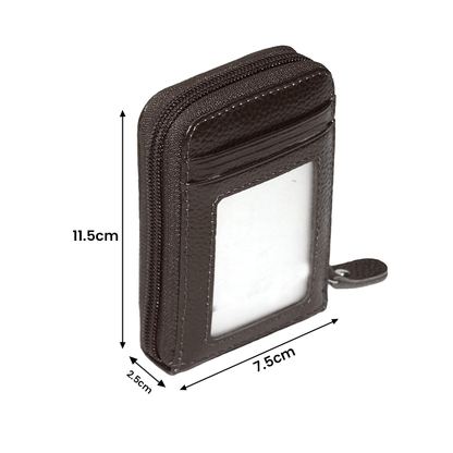 Storite - 10 Slot Vertical PU Leather Card Holder - Chocolate Brown