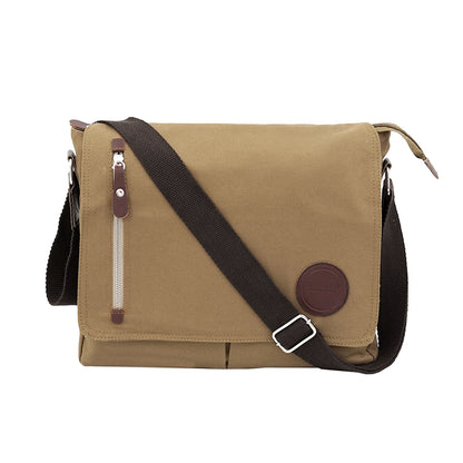 Storite Canvas Crossbody Messenger Bag - Brown, 33 × 6.5 × 27 cm