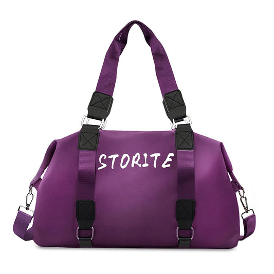 Storite Nylon 47cm Women's Travel Duffle: Sports Shoulder Bag with Wet Pocket - Red Wine