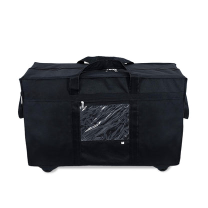 Storite 70cm Nylon Travel Duffle Bag with 5 Wheels & Front Transparent Pocket - Black