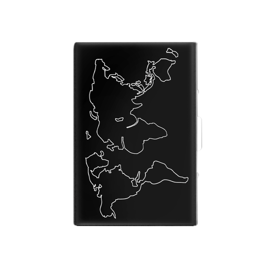 Storite 6-Slot RFID Metal Card Holder with Black Laser-Printed World Map