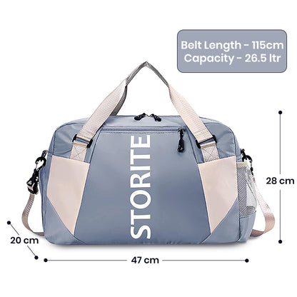 Storite Nylon 47 Cm Imported Travel Duffle Bag Stylish Weekender Overnight Luggage Bag for Women Blue