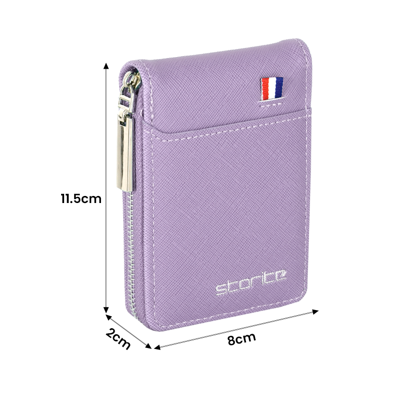 Storite - 9 Slot Vertical PU Leather Card Holder - Light Purple