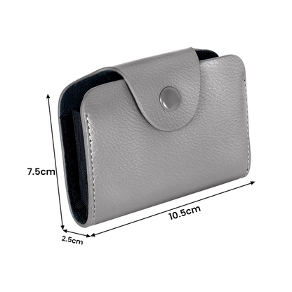 Storite - 13 Slots Leather Card Holder Wallet Grey