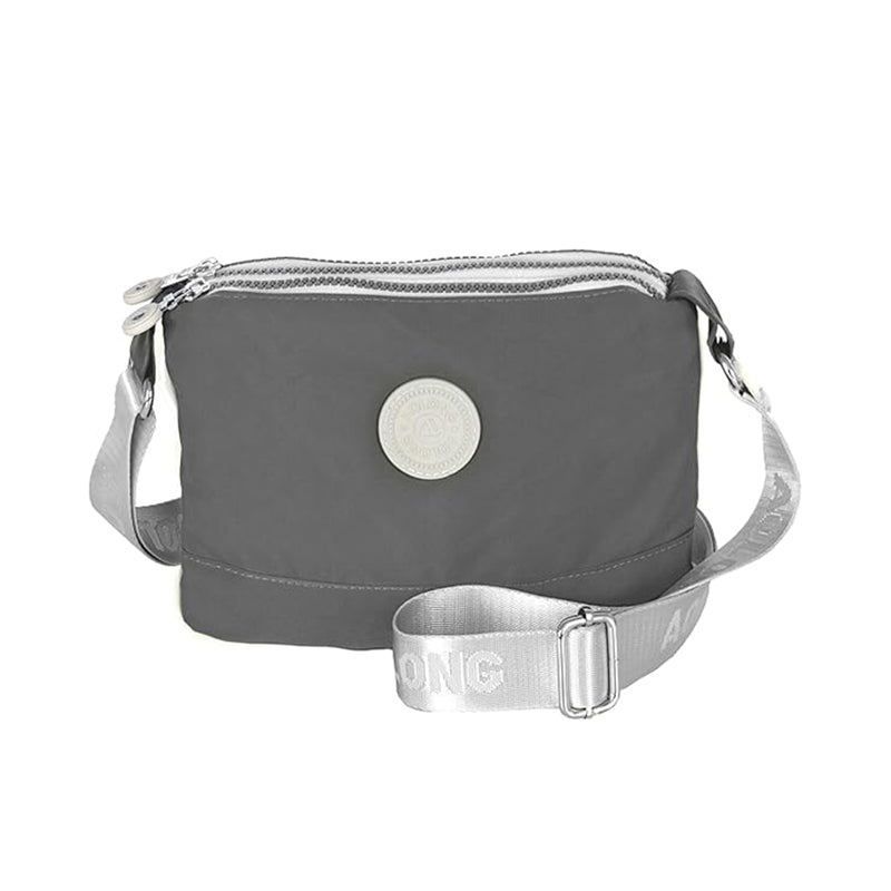 Storite Women's Nylon Crossbody Sling Bag Lightweight & Fashionable - Grey, 26 x 18 x 8 cm