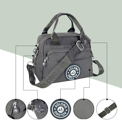 Storite Women's Nylon Crossbody Bag - Lightweight with Padded Pocket & Adjustable Strap - Grey