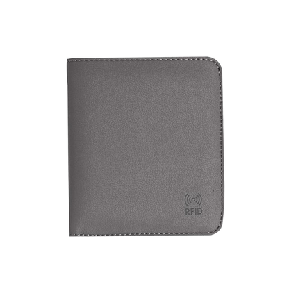 Storite Women's RFID Compact Leather Wallet - Grey, 10.4 cm x 9 cm