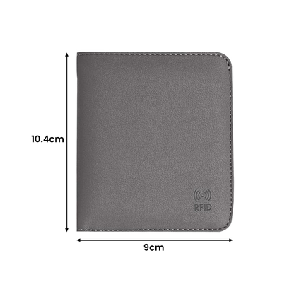 Storite Women's RFID Compact Leather Wallet - Grey, 10.4 cm x 9 cm