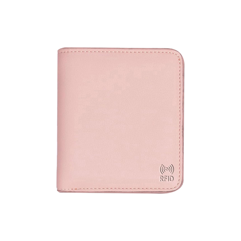 Storite Women's RFID Compact Leather Wallet - Pink, 10.4 cm x 9 cm