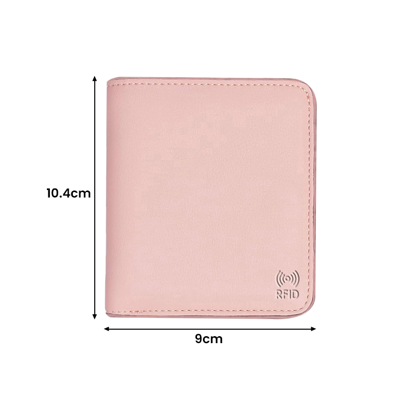 Storite Women's RFID Compact Leather Wallet - Pink, 10.4 cm x 9 cm