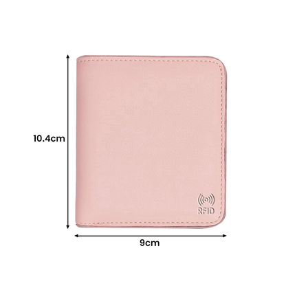 Storite Women's RFID Compact Leather Wallet - Pink, 10.4 cm x 9 cm