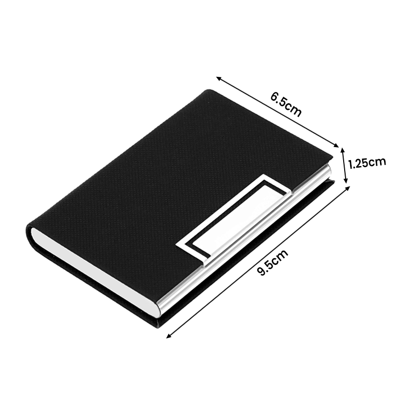 Storite PU Leather Business Card Holder Wallet for Men & Women - Black, 6.5 x 1.25 x 9.5 cm