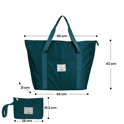 Storite Nylon Travel Duffle Bag - Lightweight, Expandable, with Trolley Sleeve & Wet Pocket - Dark Aqua Green, 62 x 43 x 45 CM