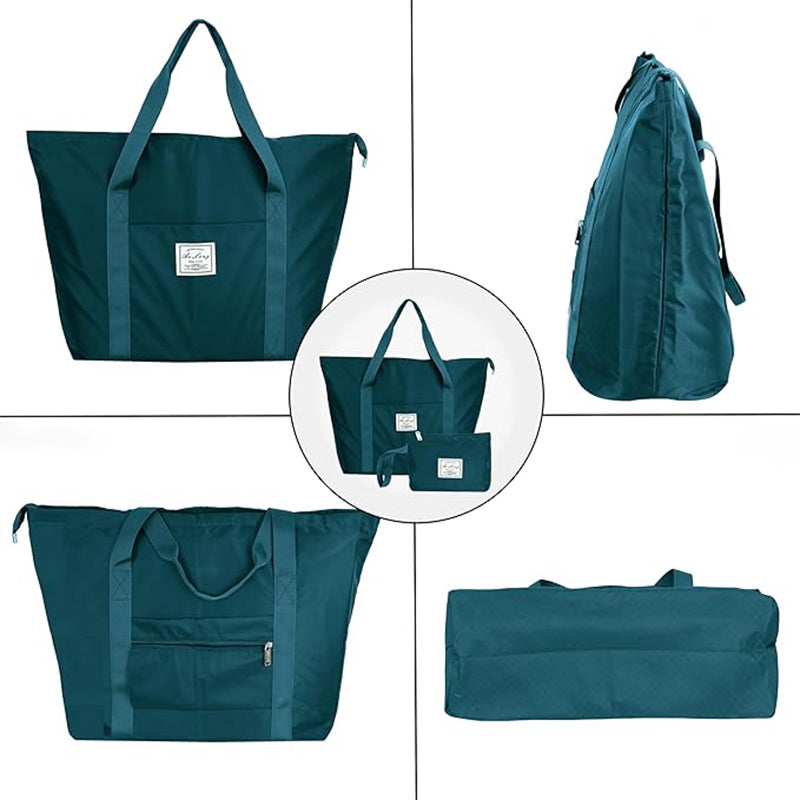 Storite Nylon Travel Duffle Bag - Lightweight, Expandable, with Trolley Sleeve & Wet Pocket - Dark Aqua Green, 62 x 43 x 45 CM