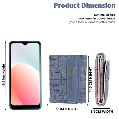 Storite RFID Wallets for Teen Girl Women PU Leather Trifold Small Wallet with 5 Card Slots,1 ID Window & 1 Cash Slot Purse Holder with ID Window for Girls Women - Blue