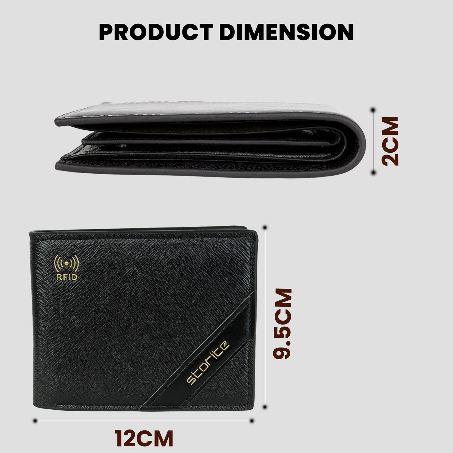 Storite RFID Blocking Bifold Men’s Wallet Credit Card Holder Money Wallet with Front Pocket Design - Black