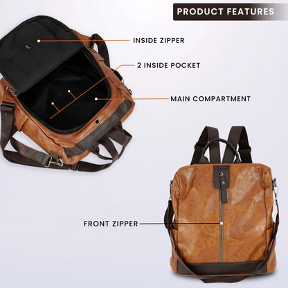 Storite 8.5L Stylish Sling Backpack for Teens - Brown