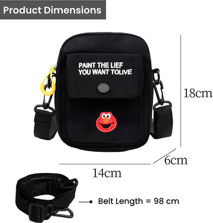 Storite  Black Women Sling Bag Nylon Mini Mobile Sling Bag, Cross Body Bag For Women