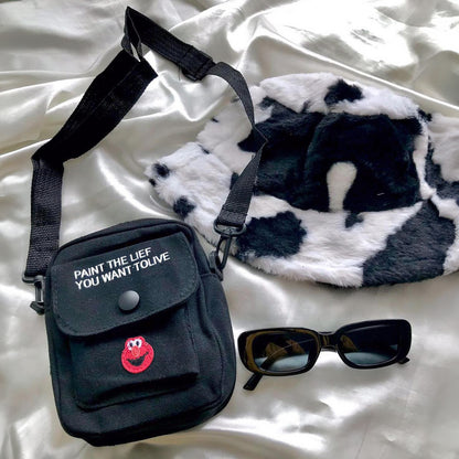 Storite  Black Women Sling Bag Nylon Mini Mobile Sling Bag, Cross Body Bag For Women