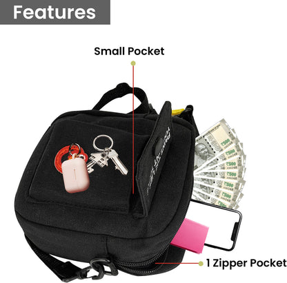 Storite  Black Women Sling Bag Nylon Mini Mobile Sling Bag, Cross Body Bag For Women