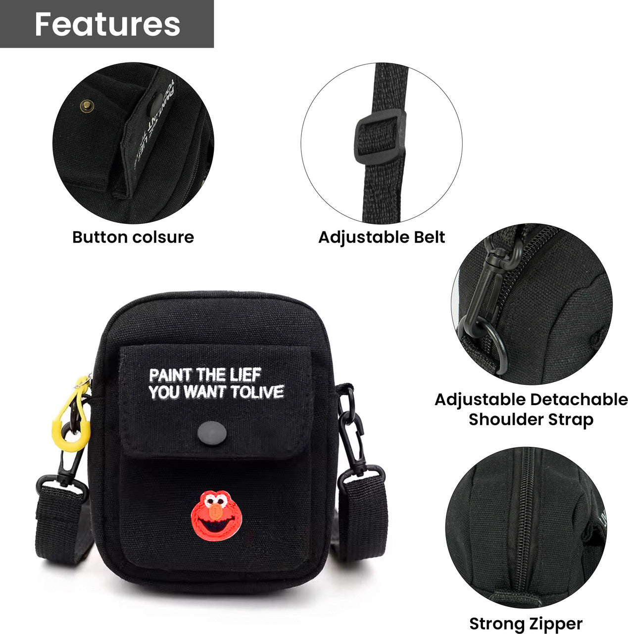 Storite  Black Women Sling Bag Nylon Mini Mobile Sling Bag, Cross Body Bag For Women