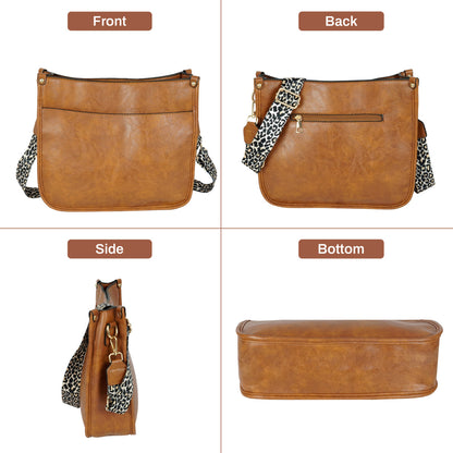 Storite Brown Women Sling Bag PU Lather One Side Shoulder Bag with Two Printed Adjustable Strap
