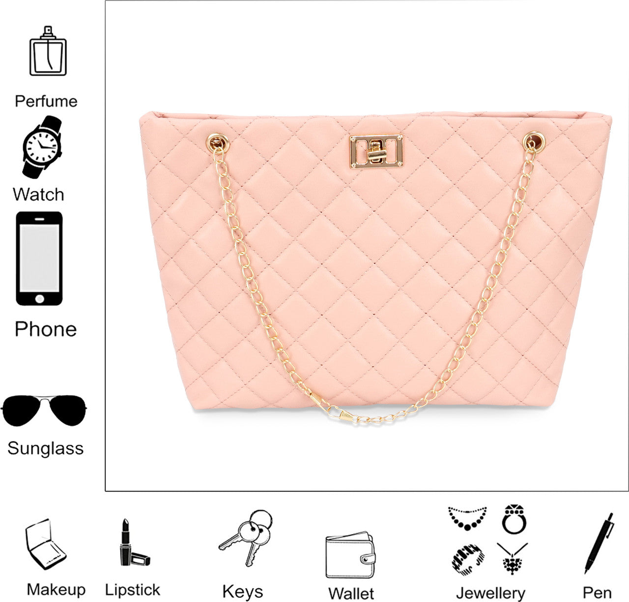 Storite Pink Women Hand-held Bag Handbags for Women, Large Tote Bags for Women for College, Office & Daily Use