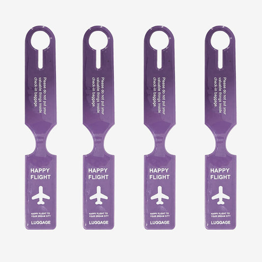 Storite 4-Pack Purple PVC Luggage Tags with Name, Address, and Phone Number Labels - Travel ID Tags for Suitcases and Baggage