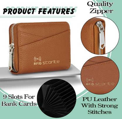STORITE  Men & Women Casual, Formal, Travel, Trendy Brown Artificial Leather RFID Card Holder  (9 Card Slots)