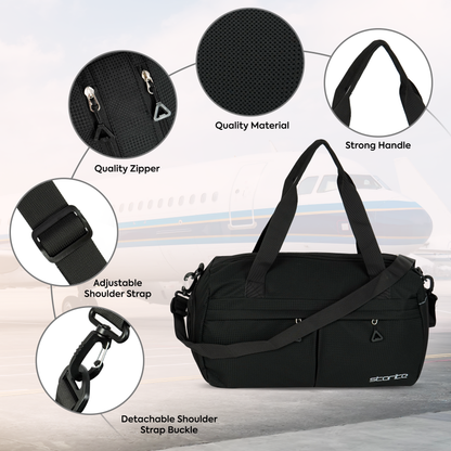 Storite Nylon Multi Purpose Travel Duffle Bag for Women, Lightweight Waterproof Backpack Carry Luggage Bag with Shoe Compartment (Black)