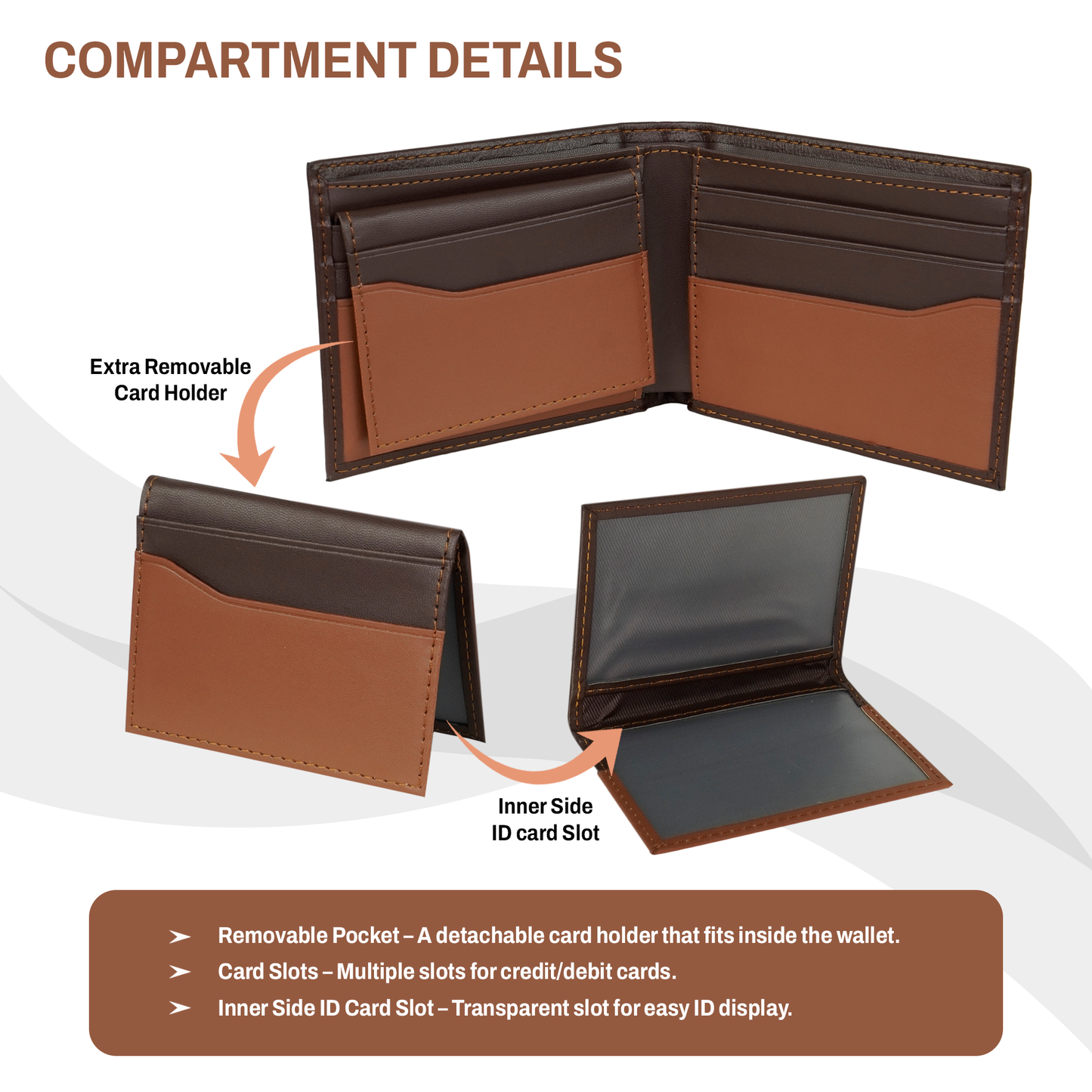 Storite RFID Blocking Bifold Men’s Wallet Credit Card Holder Money Wallet with Front Pocket Design - D Brown