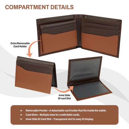 Storite RFID Blocking Bifold Men’s Wallet Credit Card Holder Money Wallet with Front Pocket Design - D Brown