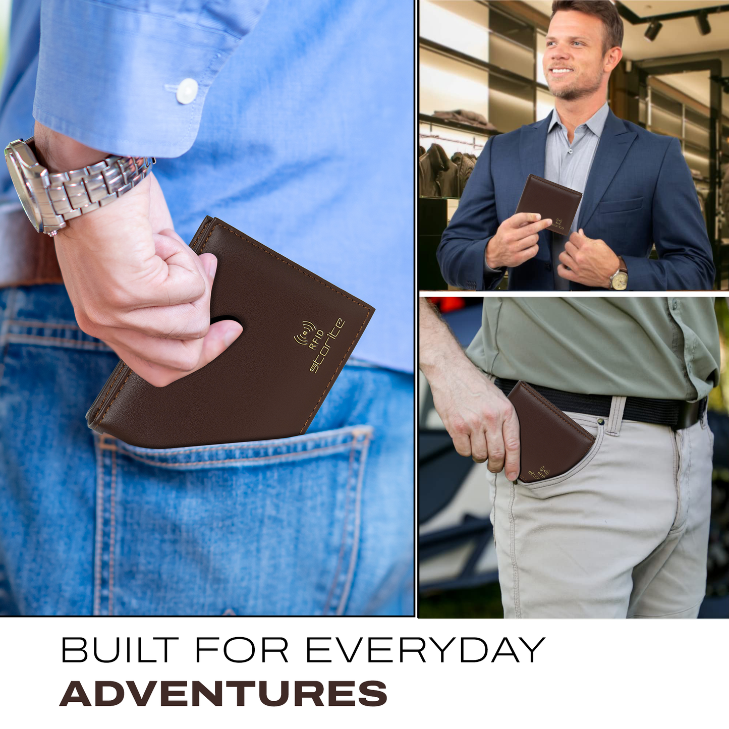 Storite RFID Blocking Bifold Men’s Wallet Credit Card Holder Money Wallet with Front Pocket Design - D Brown